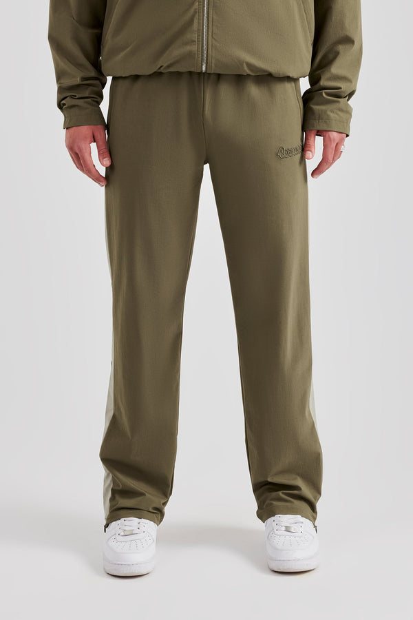 Nylon Panel Straight Leg Jogger - Khaki