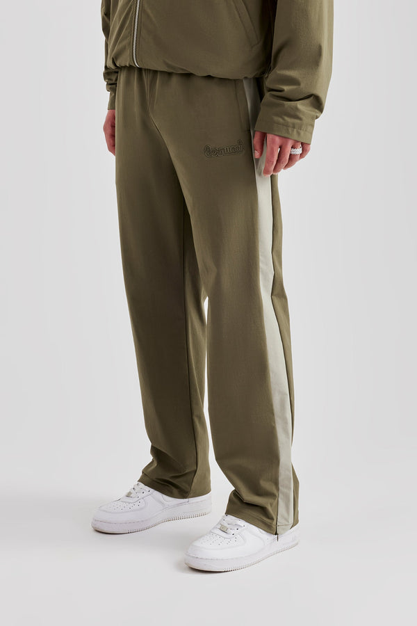 Nylon Panel Straight Leg Jogger - Khaki