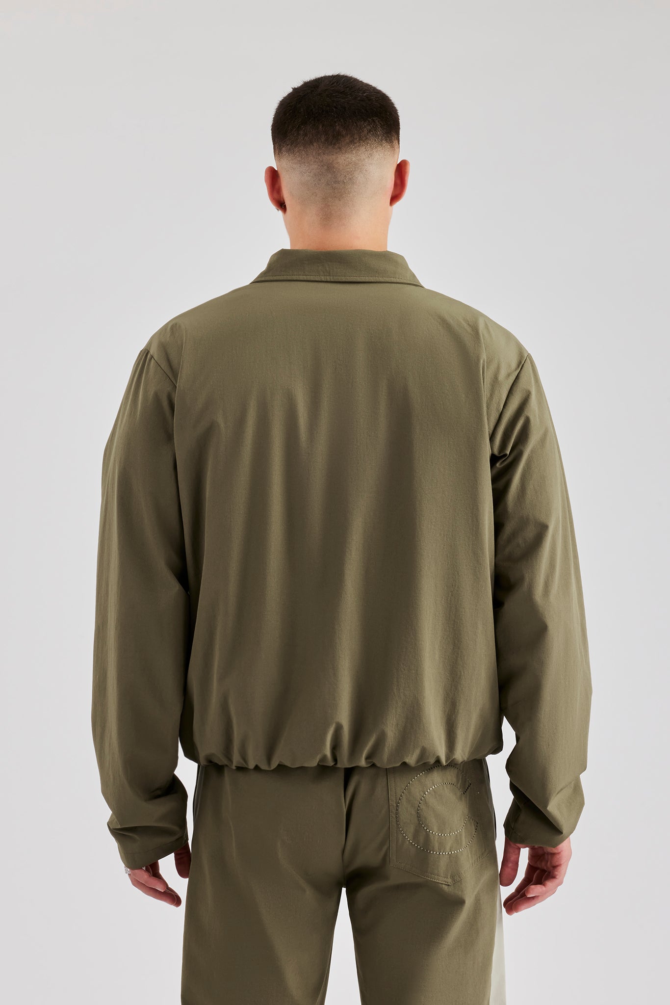 Nylon Panel Funnel Neck Track Jacket - Khaki | Mens Outerwear | Shop ...