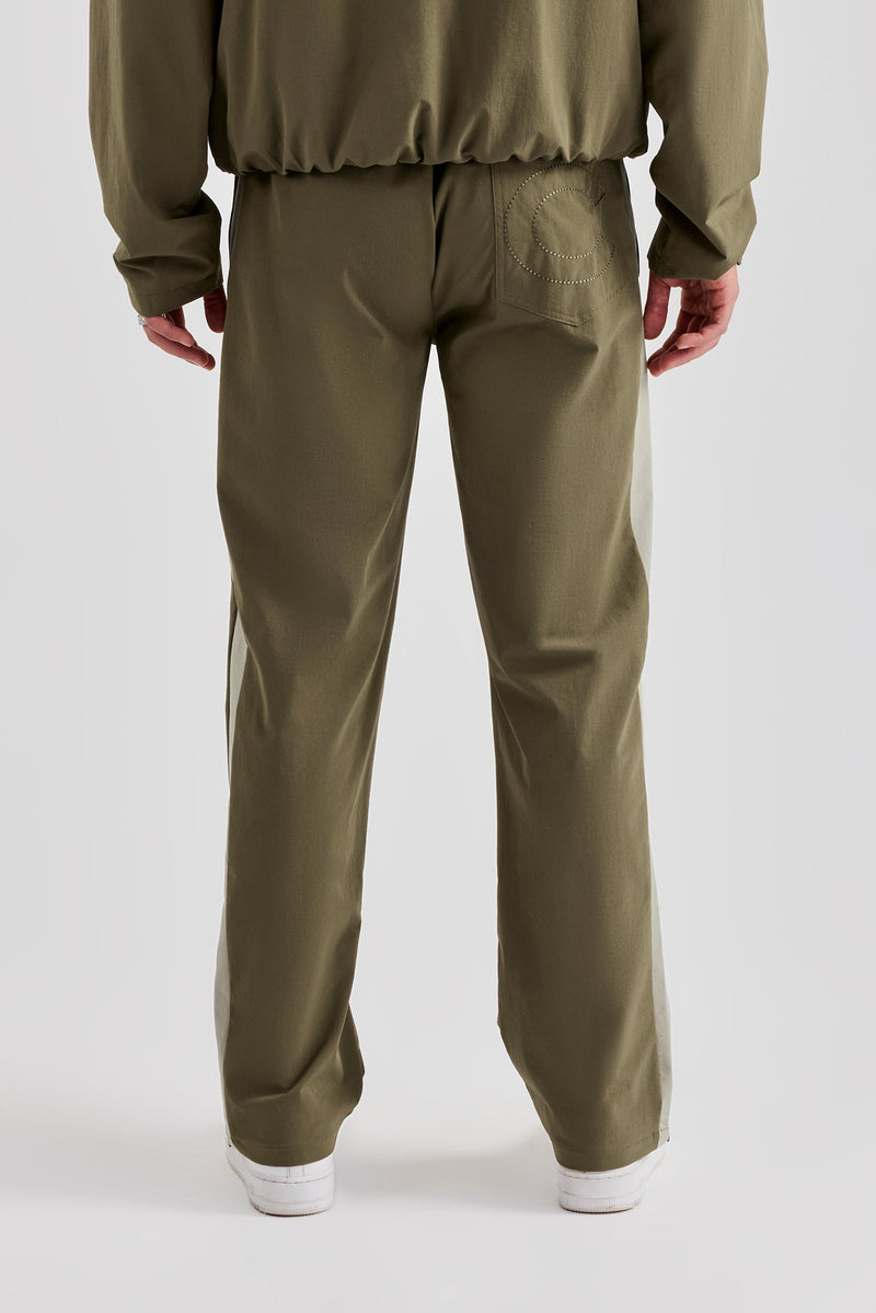 Nylon Panel Straight Leg Jogger - Khaki