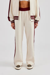 Varsity Contrast Panel Wide Leg Track Pant - Off White