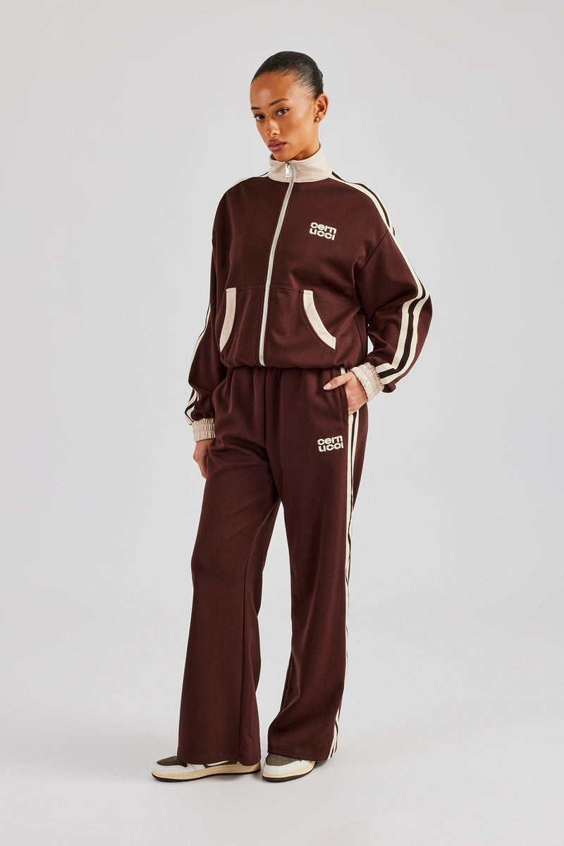 Colour Block Track Jacket & Pant - Chocolate