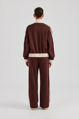 Colour Block Track Jacket & Pant - Chocolate