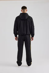 Nylon Contrast Block Straight Leg Jogger - Black