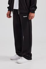 Contrast Embroidery Straight Leg Jogger - Black