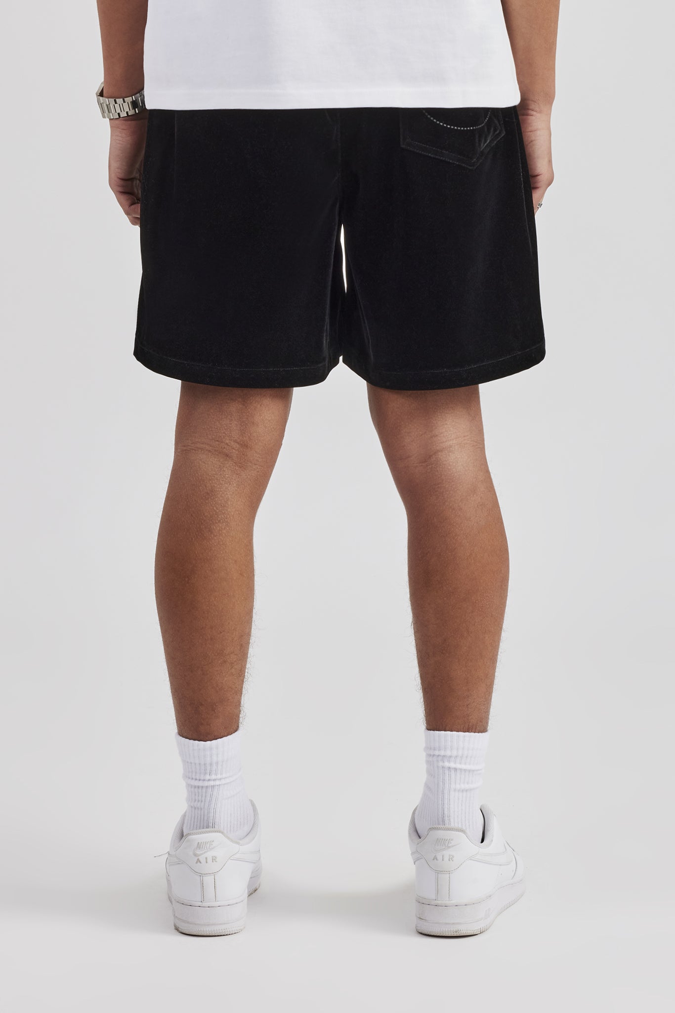 Velour Piping Track Short - Black