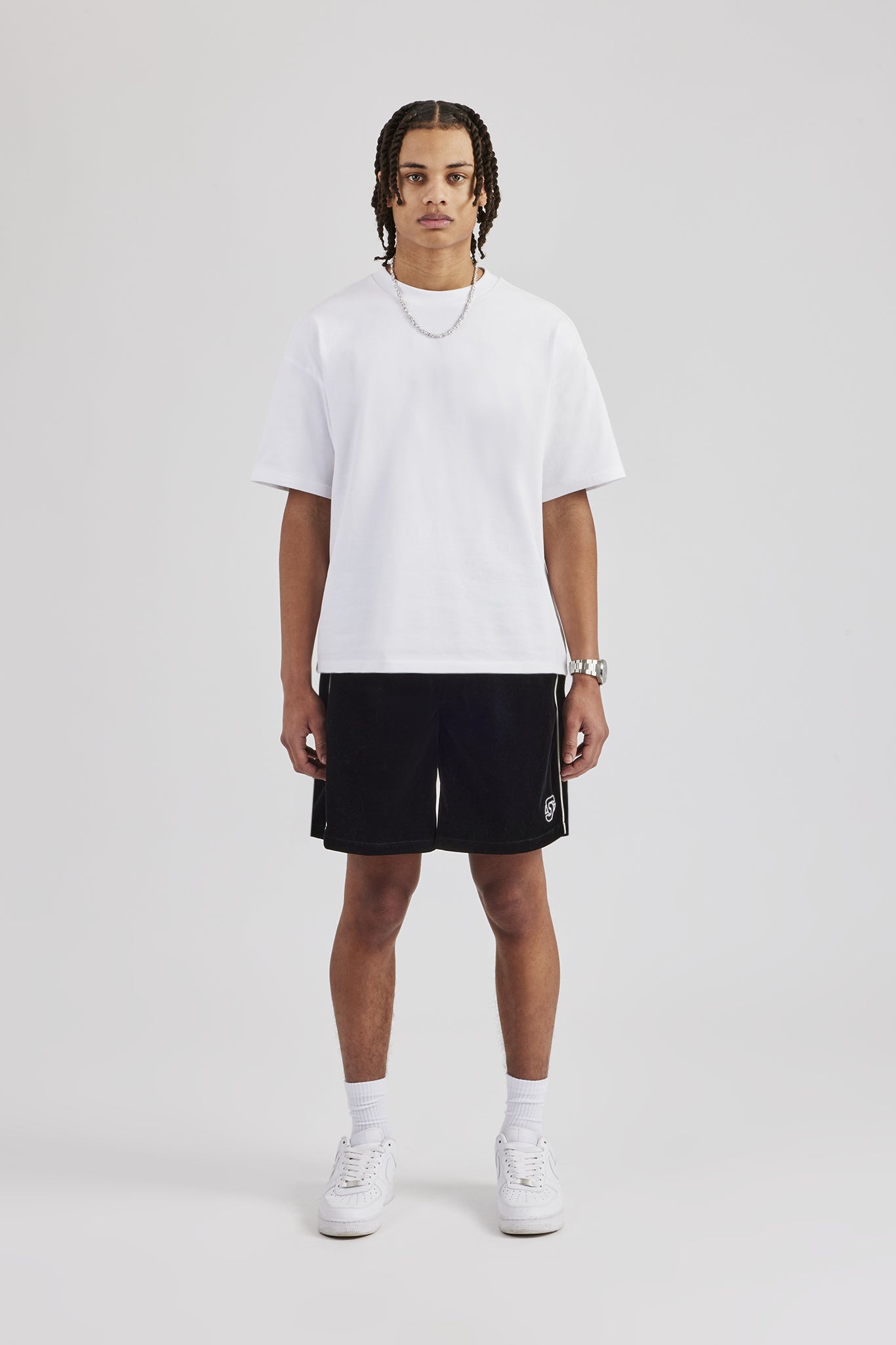 Velour Piping Track Short - Black