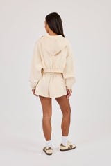 Lightweight Scuba Super Crop Zip Through & Short - Off White
