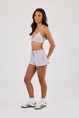 Check Print Triangle Bralet & Short - Baby Blue