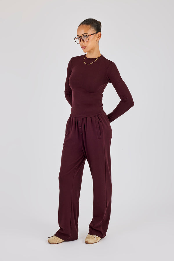 Soft Touch Long Sleeve Top - Burgundy