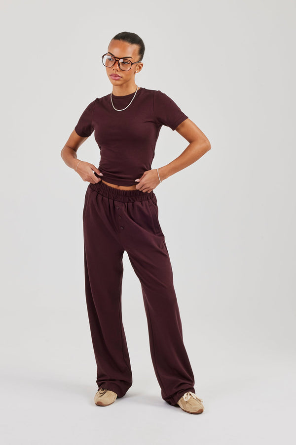 Soft Touch Short Sleeve Top & Trouser - Burgundy