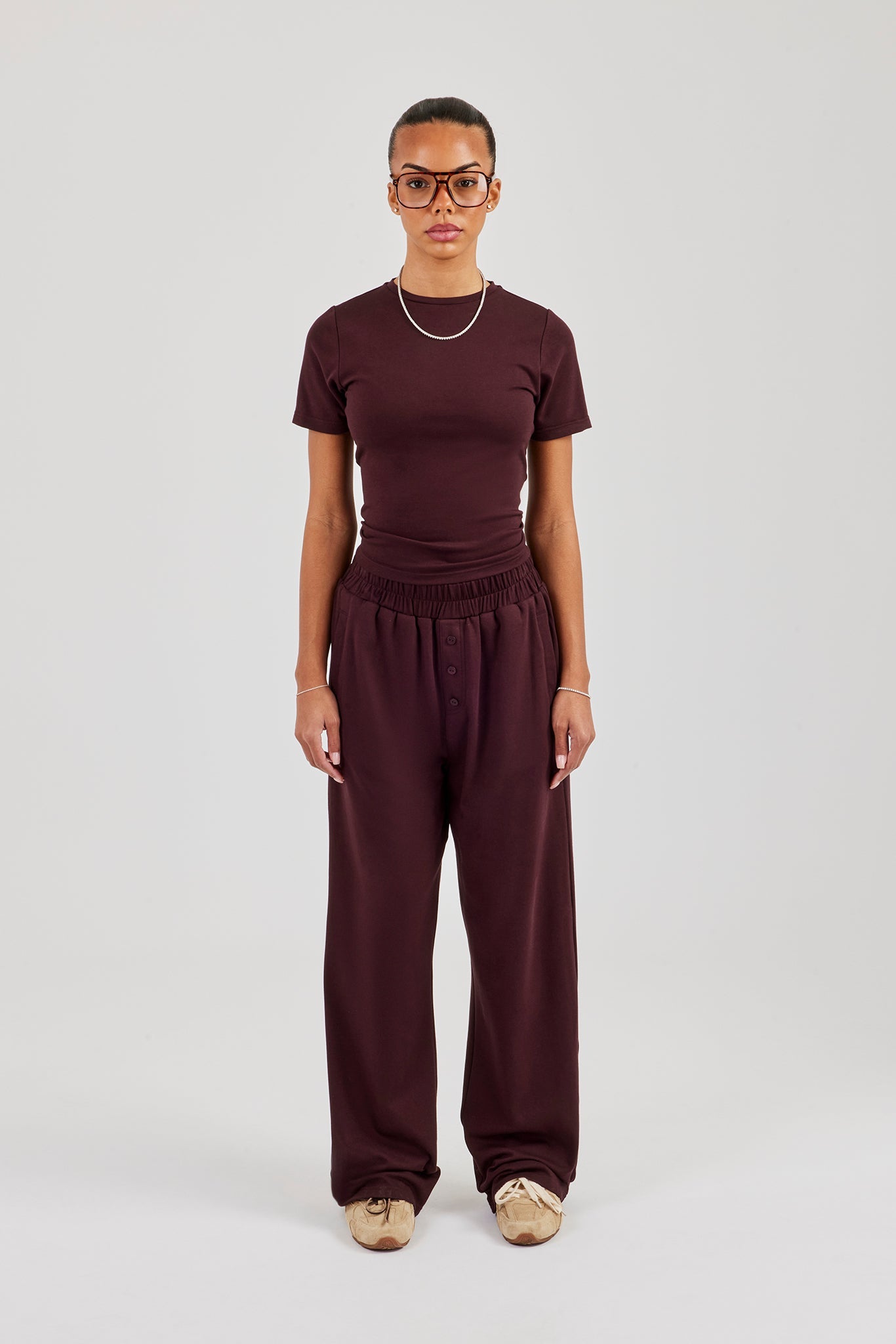 Soft Touch Short Sleeve Top & Trouser - Burgundy