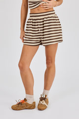 Soft Touch Double Stripe Short - Beige