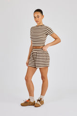 Soft Touch Double Stripe Short - Beige