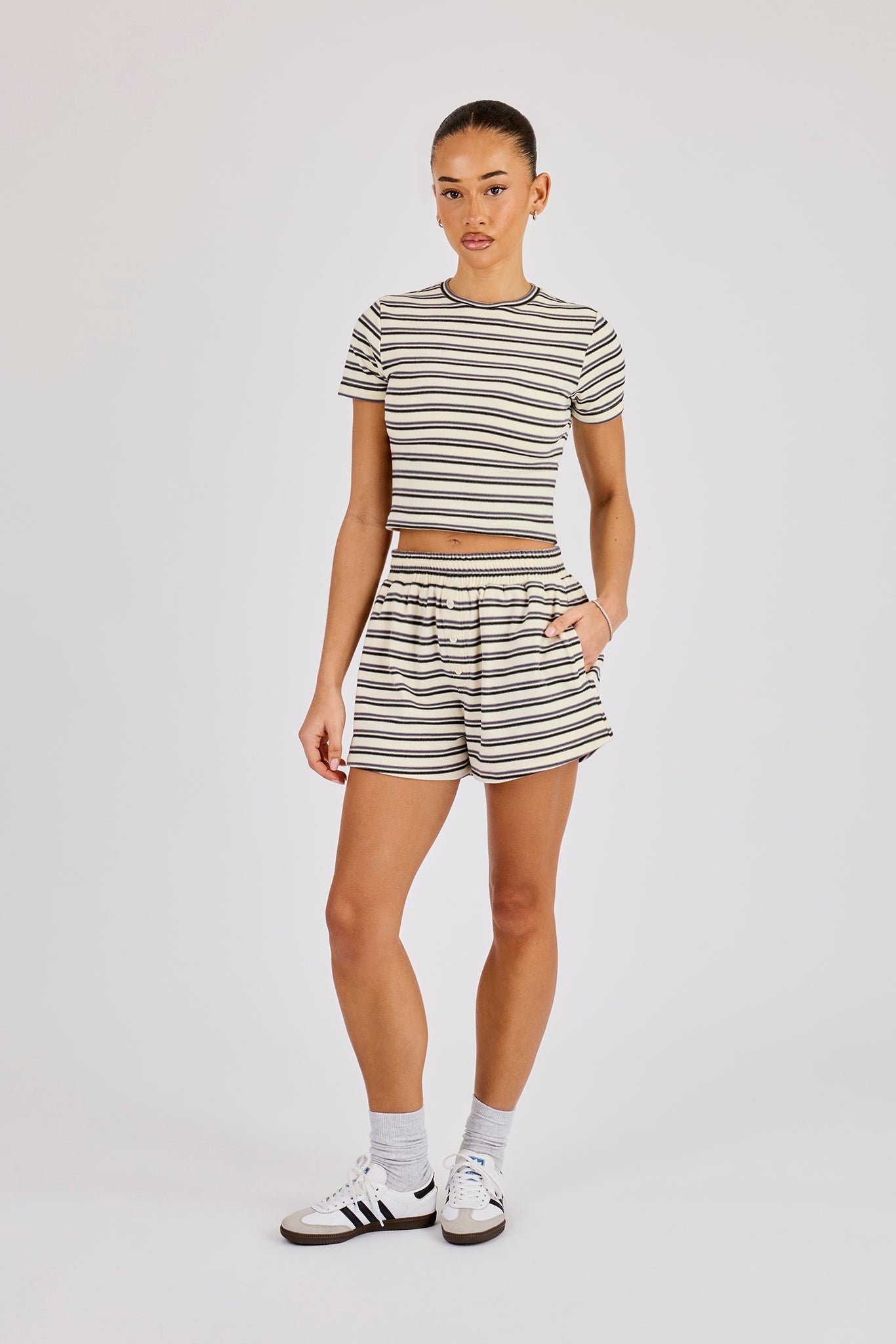 Soft Touch Double Stripe Short -  Blue