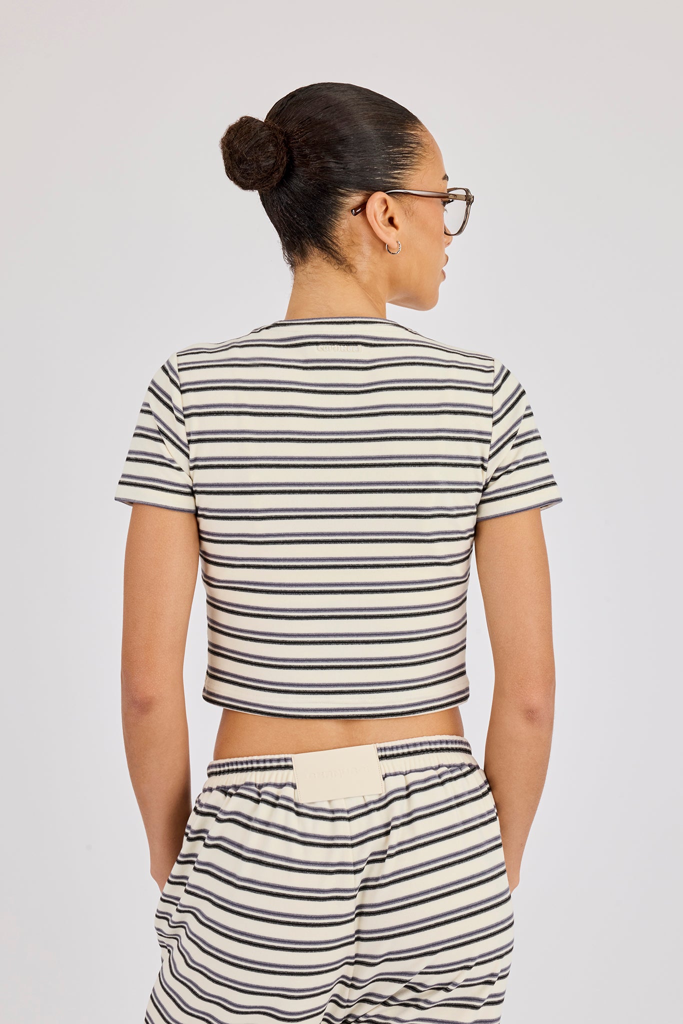 Soft Touch Double Stripe Short Sleeve Top & Trouser - Blue