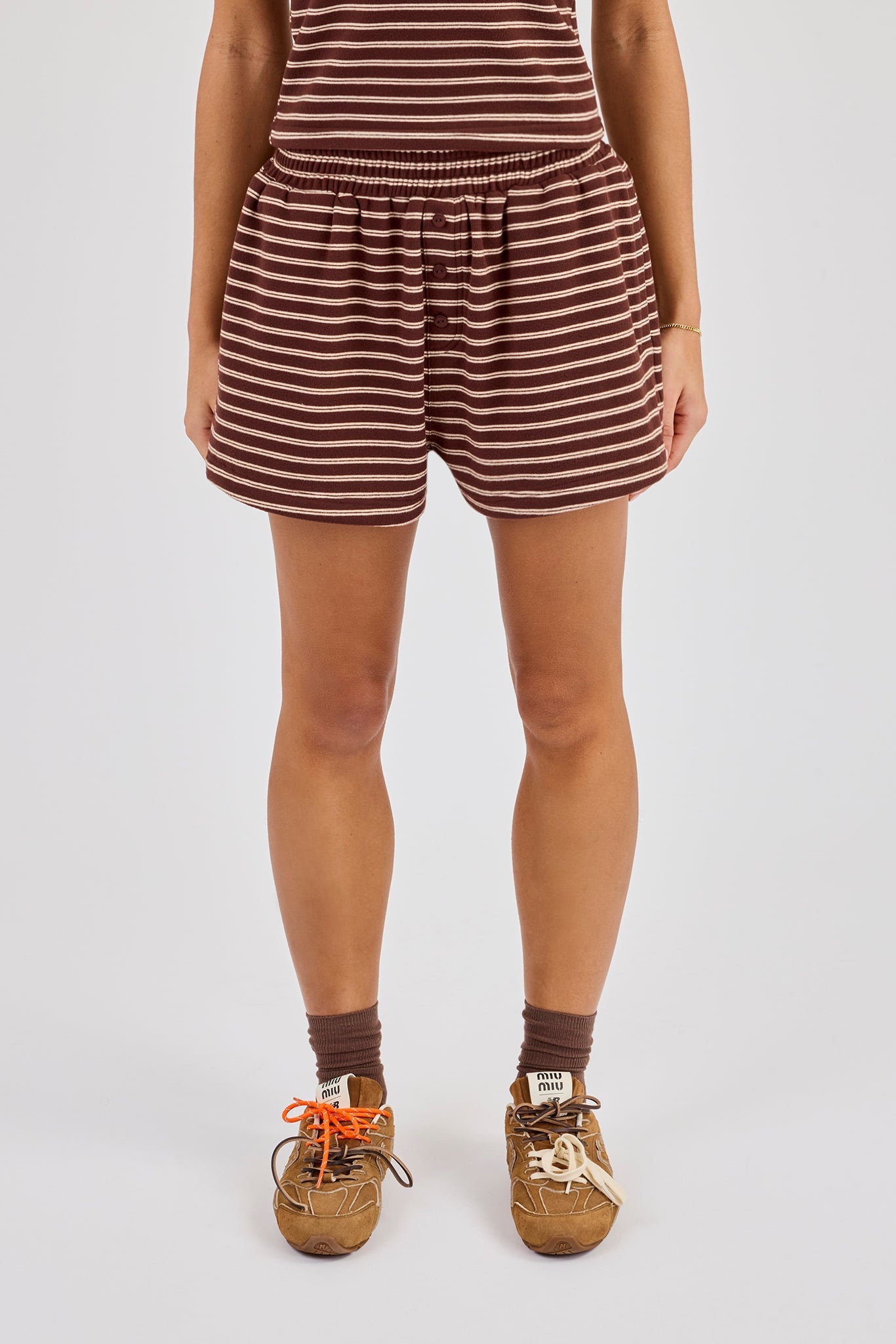 Soft Touch Double Stripe Short - Chocolate