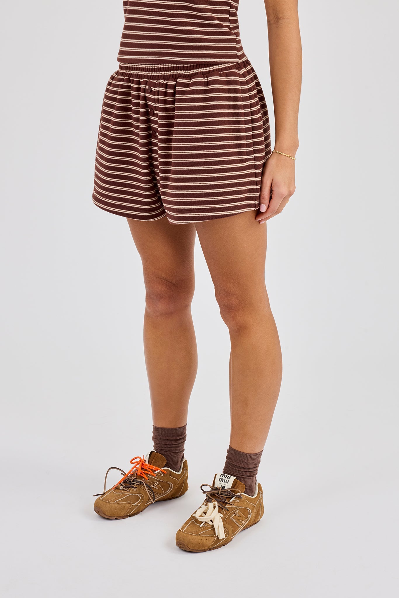 Soft Touch Double Stripe Short - Chocolate