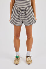 Soft Touch Double Stripe Short - Grey