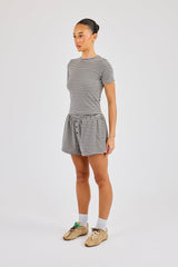 Soft Touch Double Stripe Short Sleeve Top & Short - Grey