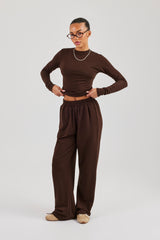Soft Touch Long Sleeve Top & Trouser - Chocolate