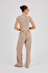 Peached Soft Touch Short Sleeve Top - Taupe