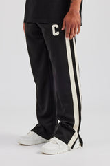 Split Hem Double Panel C Track Pant - Black