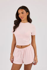 Peached Soft Touch Short Sleeve Top - Baby Pink
