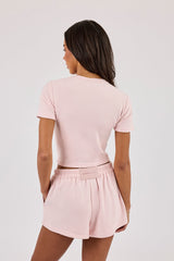 Peached Soft Touch Short Sleeve Top - Baby Pink