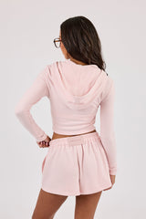 Peached Soft Touch Fitted Zip Hoodie - Baby Pink