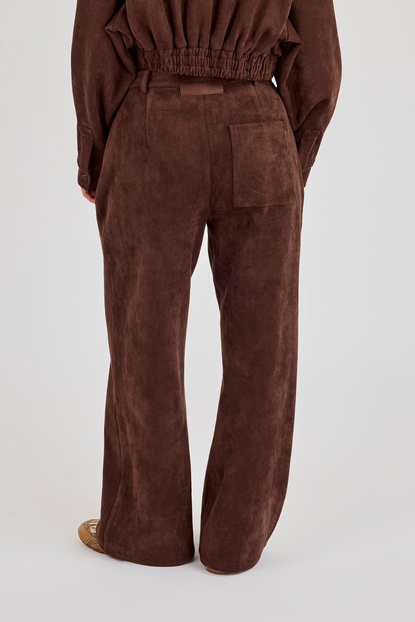 Suede Wide Leg Trouser - Chocolate