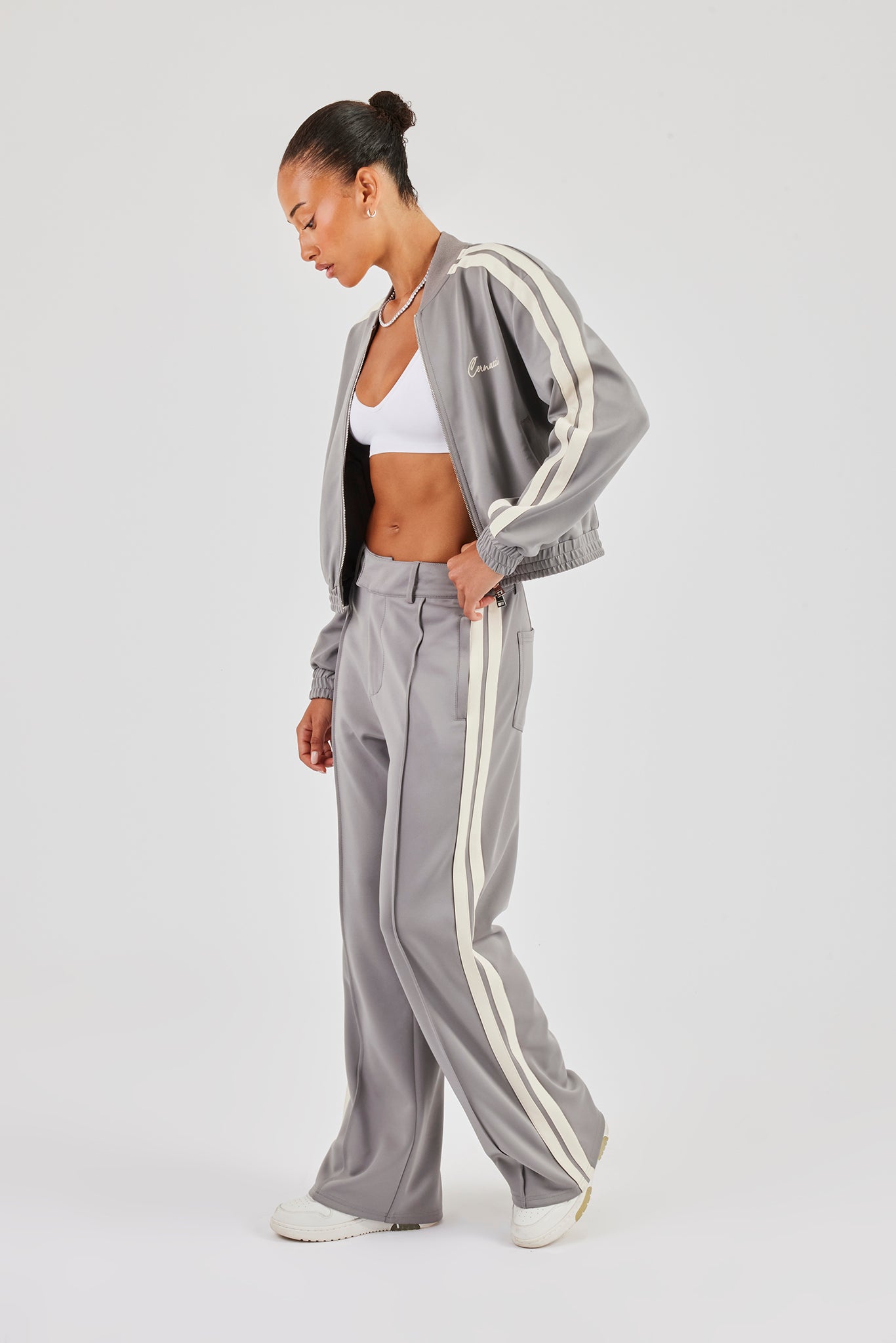 Taping Bomber Jacket & Tailored Trousers - Grey