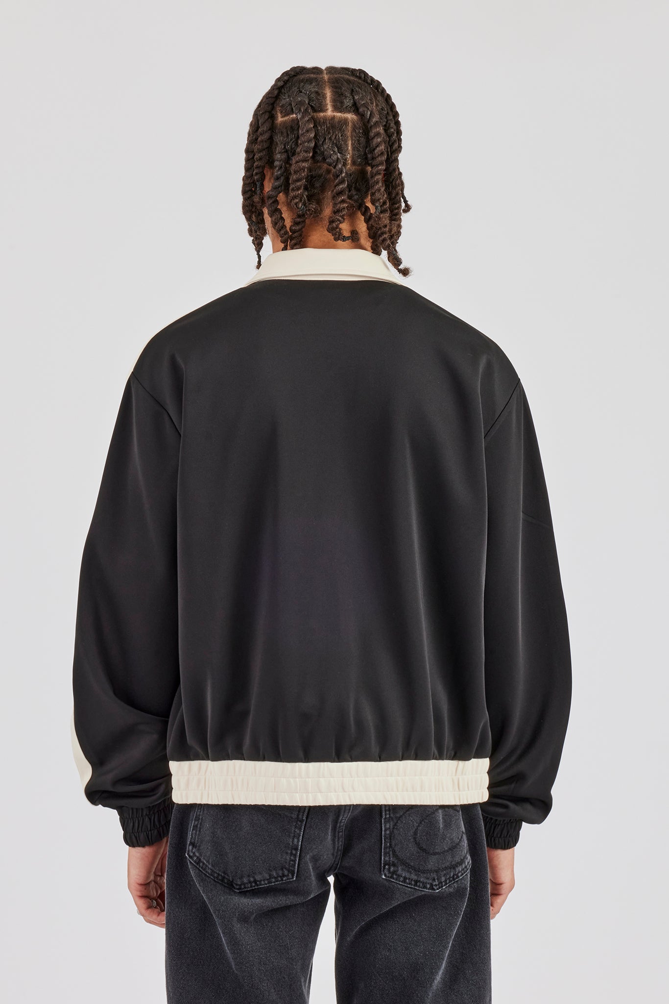 Contrast Collar Taping Jacket - Black