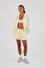 Taping Cropped Funnel Neck Jacket & Taping Short - Butter Yellow