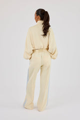 Taping Cropped Funnel Neck Jacket & Wide Leg Track Pant - Butter Yellow