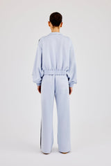 Taping Cropped Funnel Neck Jacket & Wide Leg Track Pant - Light Blue