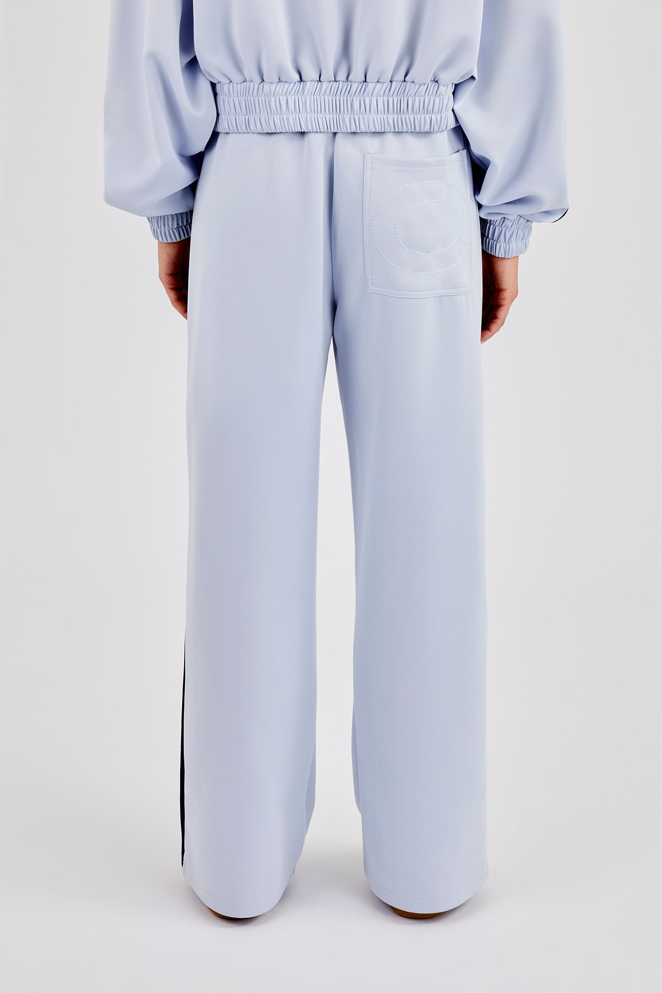 Taping Wide Leg Track Pant - Light Blue
