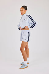 Taping Cropped Funnel Neck Zip Through & Short– Light Blue