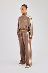 Taping Cropped Funnel Neck Tracksuit - Taupe