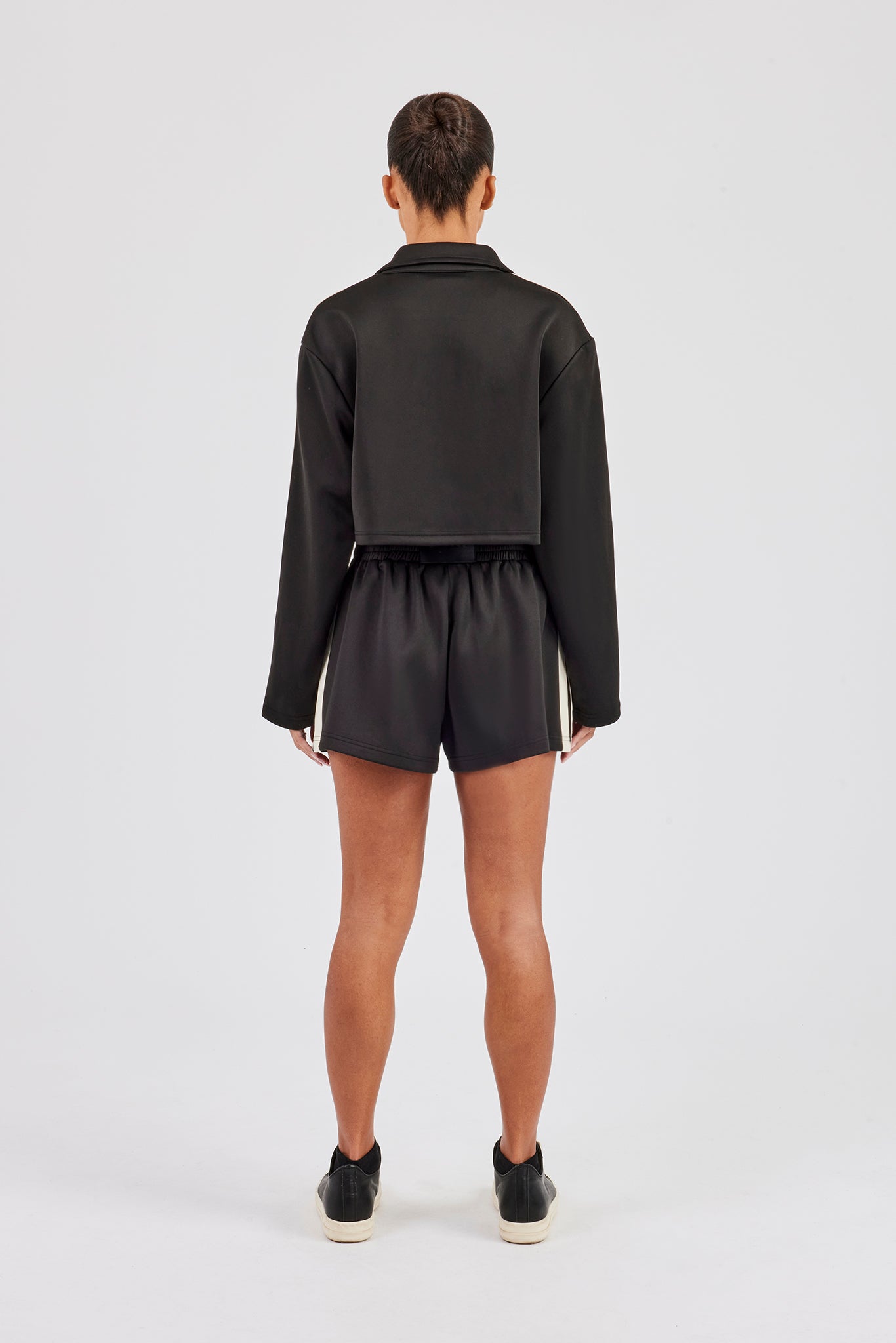 Taping Cropped Harrington Jacket & Taping Short - Black