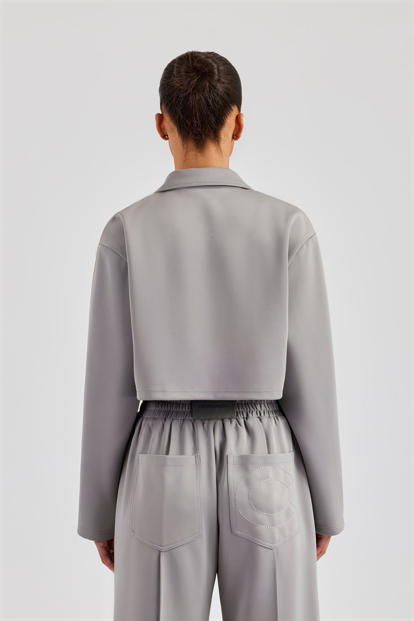 Taping Cropped Harrington Jacket - Grey | Womens Outerwear | Shop