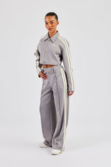 Cropped Harrington Taping Jacket & Tailored Trouser - Grey