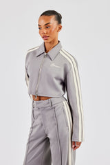 Cropped Harrington Taping Jacket & Tailored Trouser - Grey