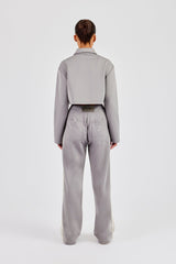 Cropped Harrington Taping Jacket & Tailored Trouser - Grey