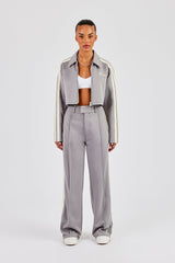 Cropped Harrington Taping Jacket & Tailored Trouser - Grey