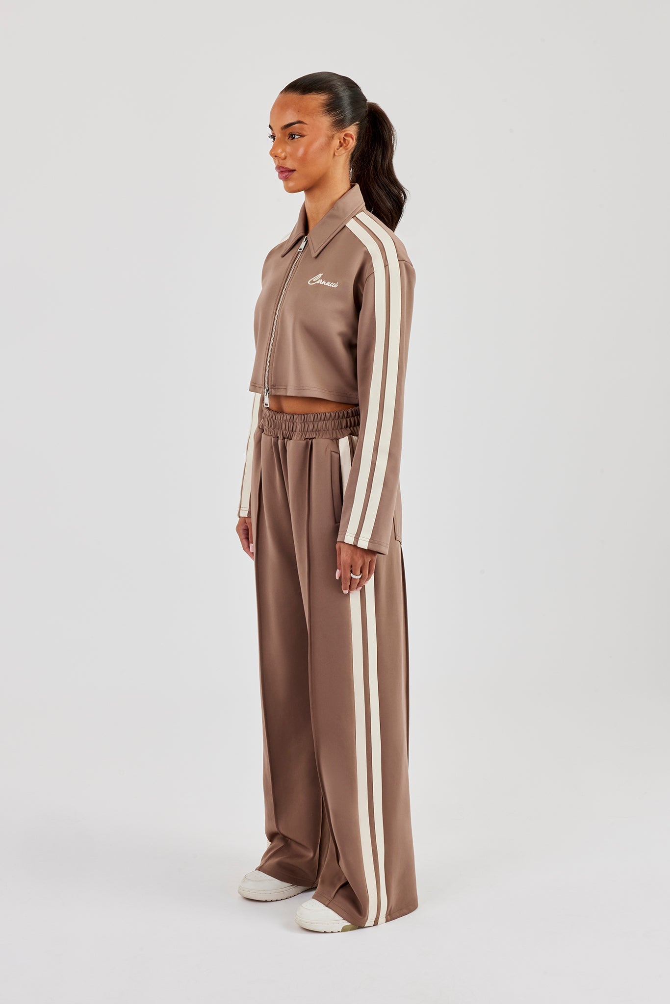 Cropped Harrington Taping Tracksuit - Taupe