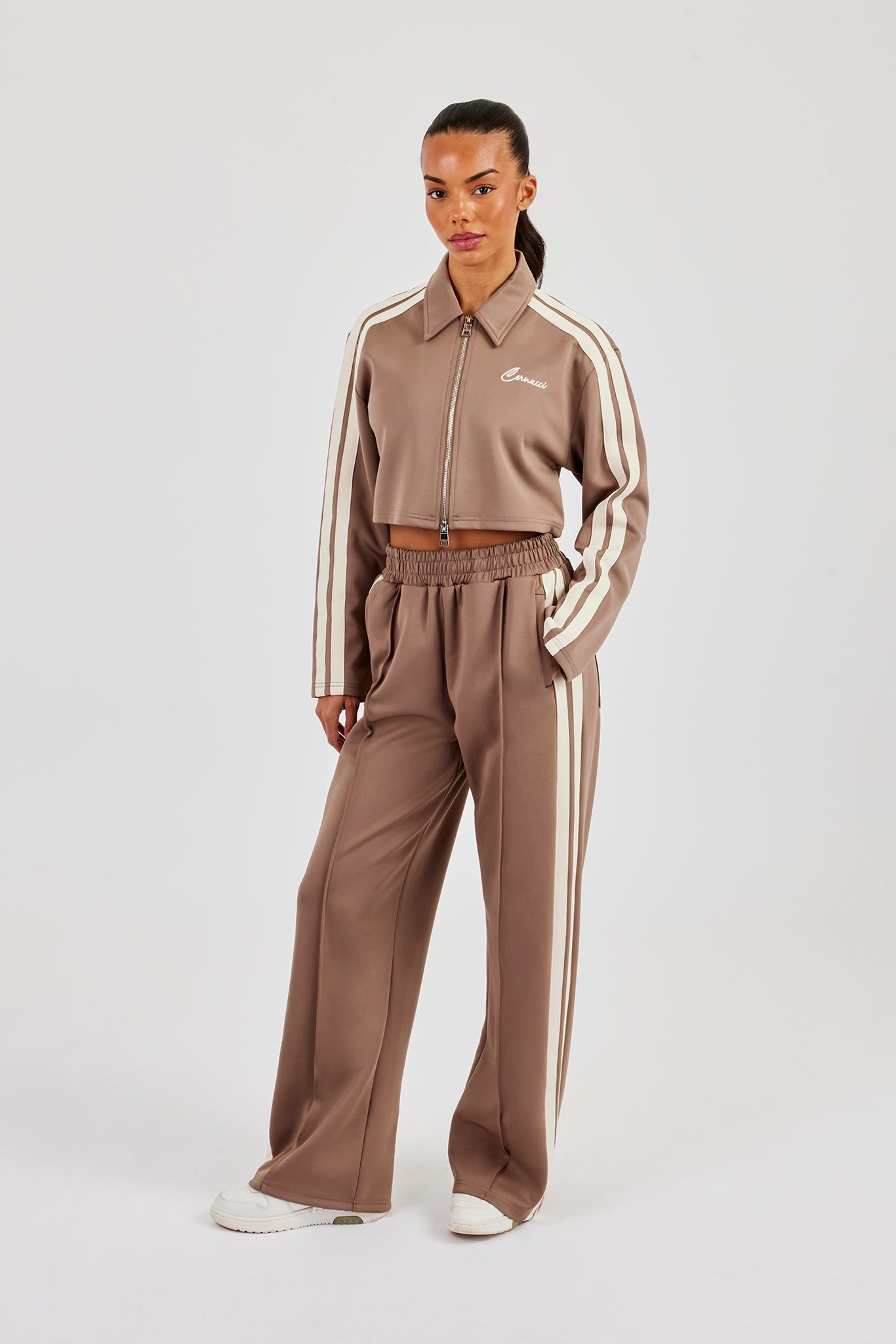 Cropped Harrington Taping Tracksuit - Taupe