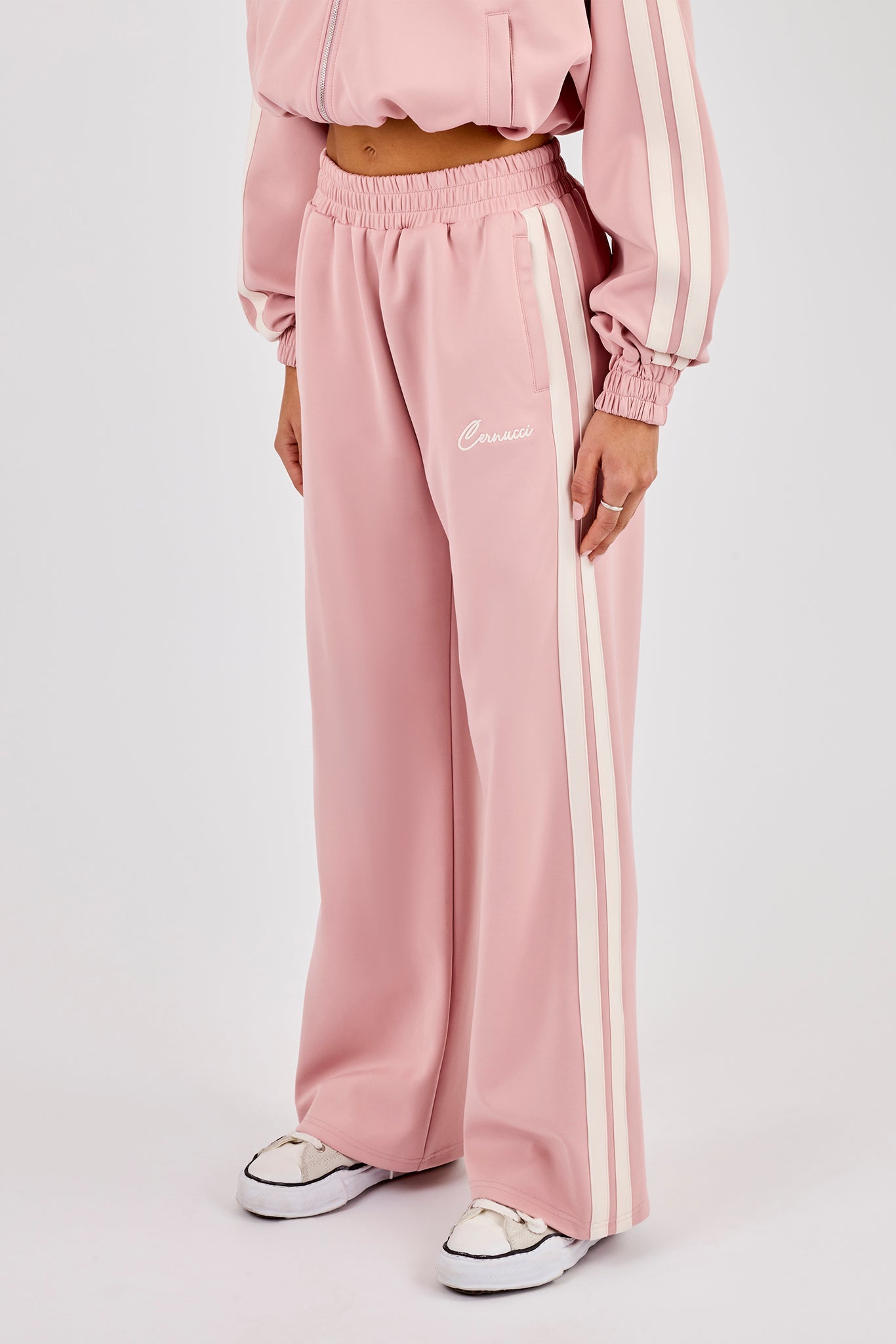 Taping Wide Leg Track Pant - Dusty Pink