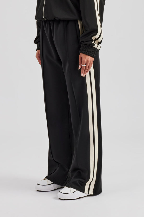 Taping Wide Leg Track Pant - Black