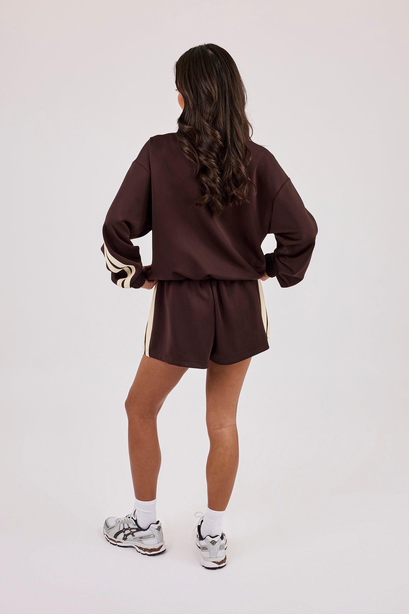 Logo Embroidered Funnel Neck Zip Through Track Jacket & Short – Chocolate